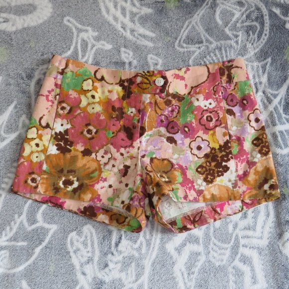 J. Crew* Women's Double Button/Zip Multipocketed‎ Floral Short Shorts~ Size 2 - Picture 1 of 12